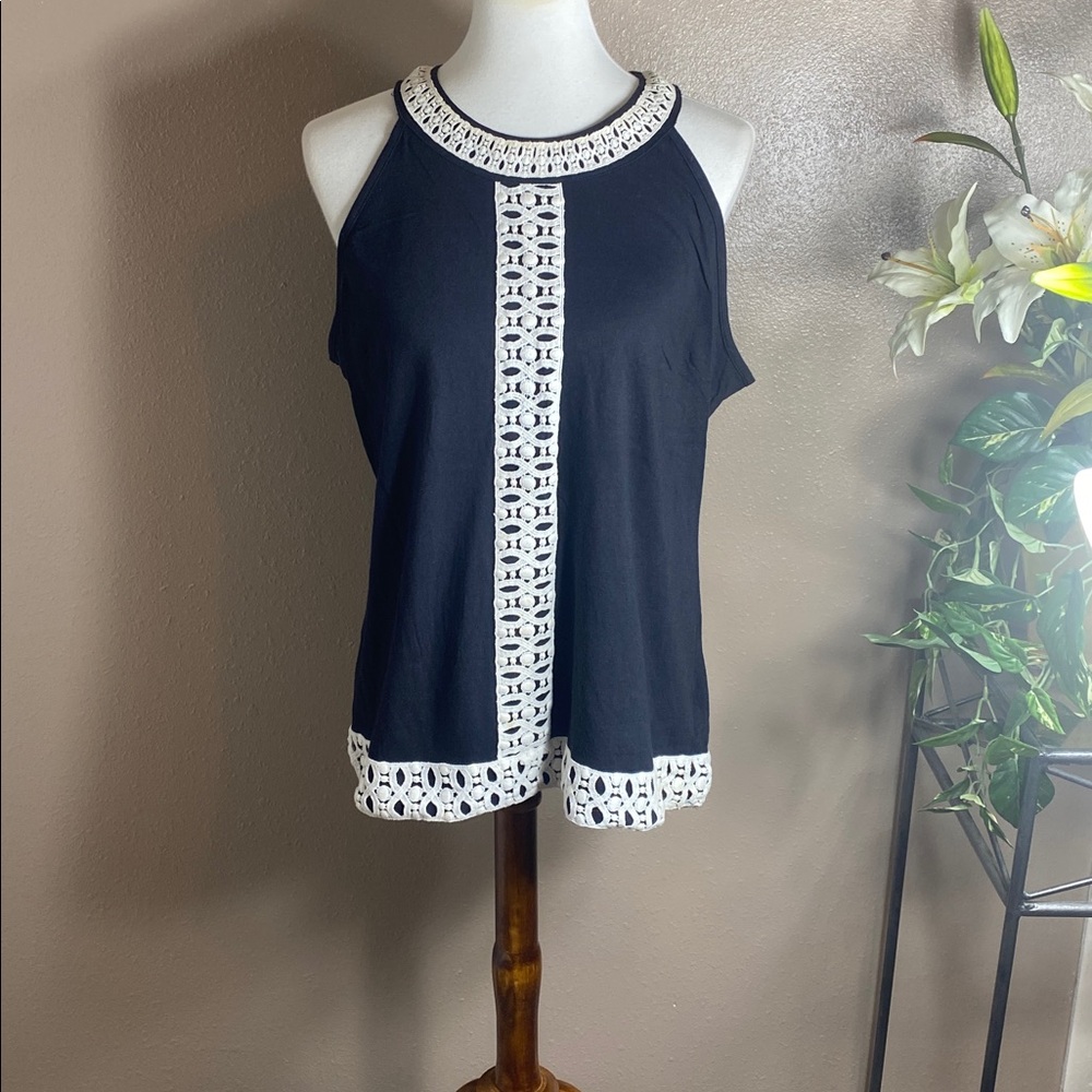 Michael Kors Black and White Sleeveless Top